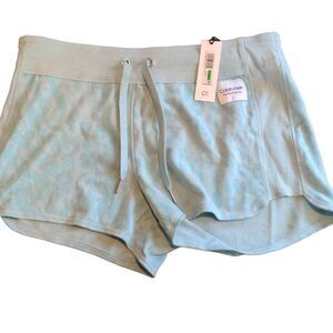 Calvin Klein Women's Tie-Dyed French Terry Shorts Large Blue Aqua Bleached